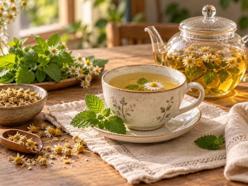 Infusión de manzanilla y menta
