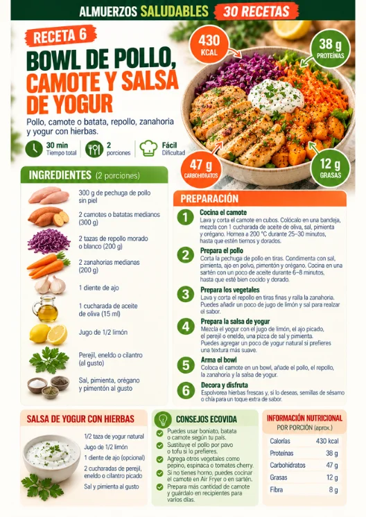 Ficha interior de almuerzos saludables