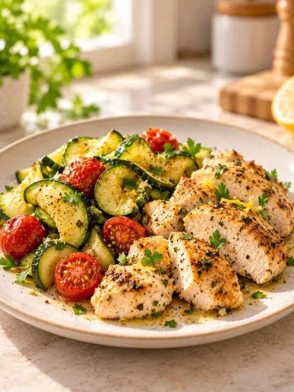 Pollo al limón con calabacín