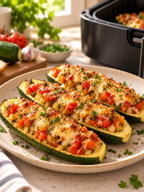Calabacines o zapallitos rellenos en Air Fryer