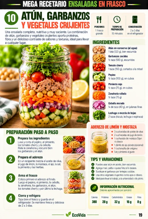 Ficha interior de ensalada completa en frasco
