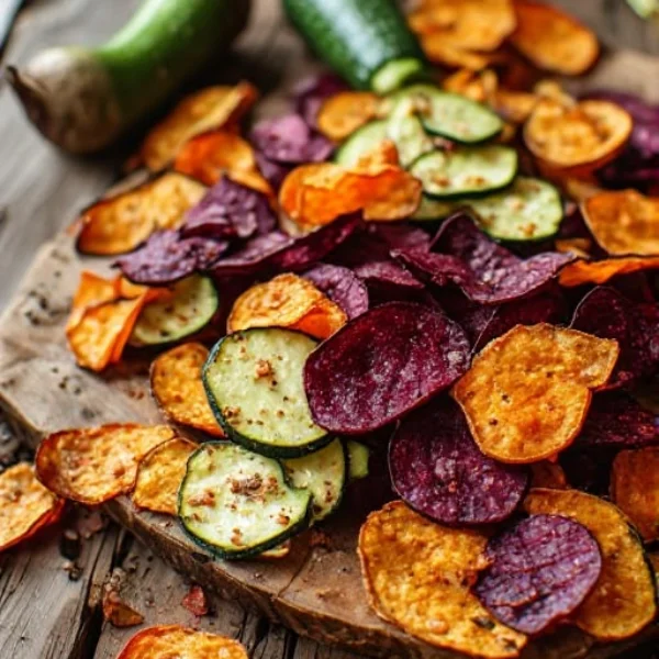 Chips de verduras deshidratadas de distintos colores