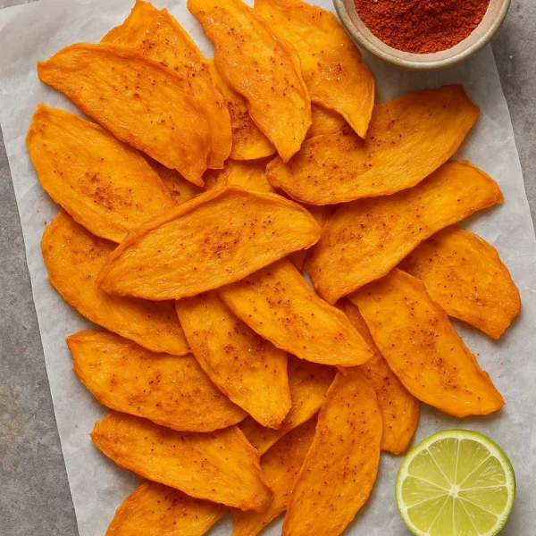 Láminas de mango deshidratado preparadas en casa