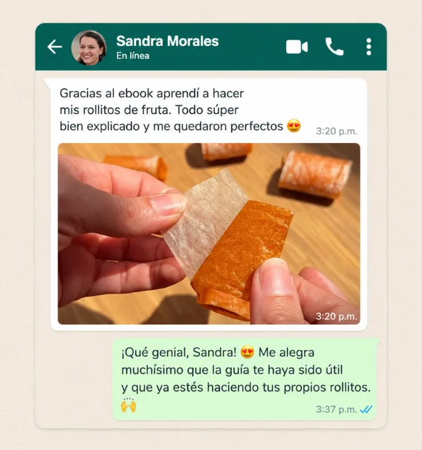 Recreación ilustrativa de rollitos de fruta caseros